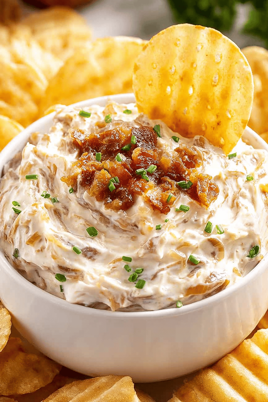 Easy Homemade French Onion Dip Recipe final dish beautifully presented and ready to serve