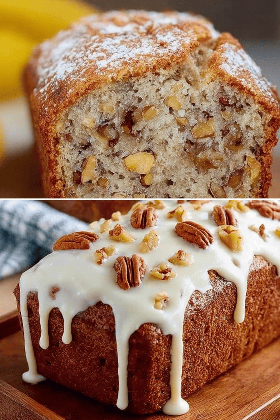 Easy Iced Banana Nut Bread Recipe