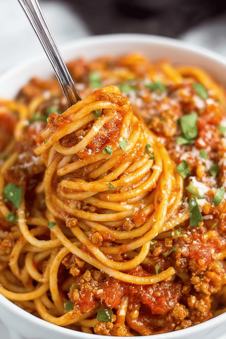 Easy Instant Pot Spaghetti Recipe ingredients organized and measured on kitchen counter