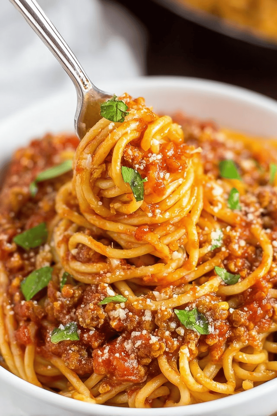 Easy Instant Pot Spaghetti Recipe final dish beautifully presented and ready to serve