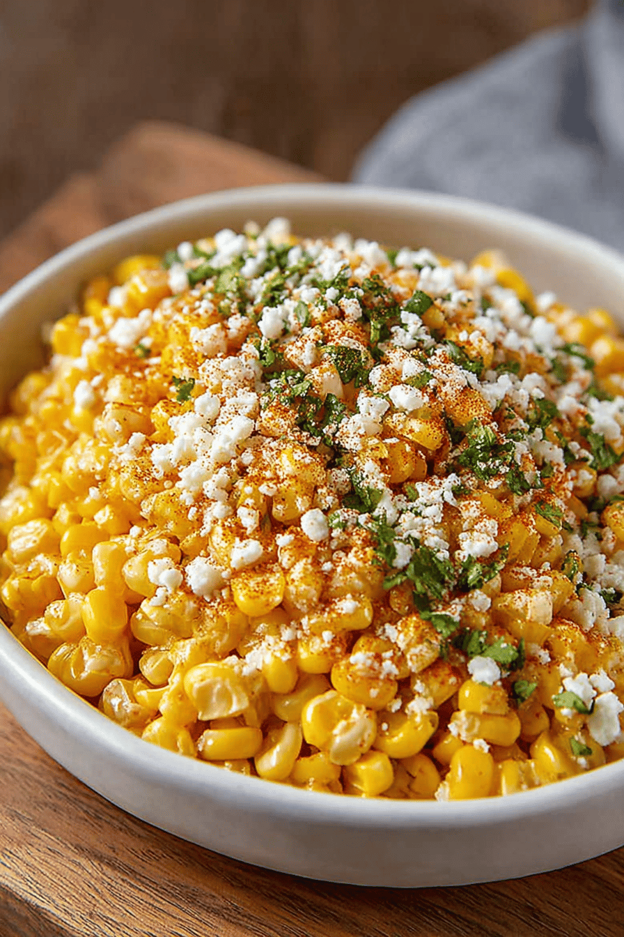 Easy Mexican Corn Salad Recipe slice on plate showing perfect texture and swirl pattern