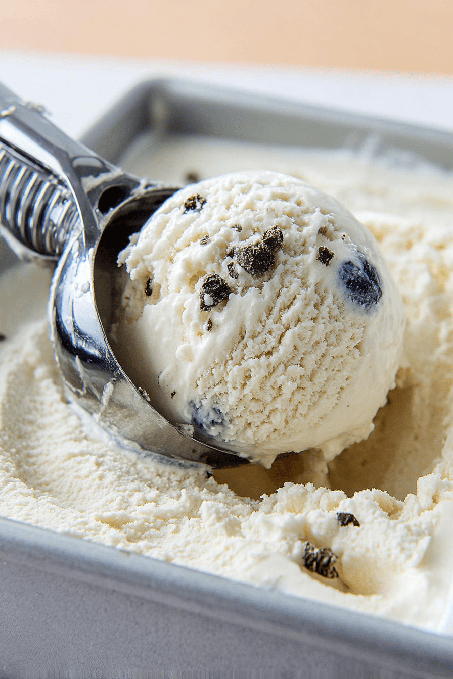 Easy No-Churn Ice Cream Recipe slice on plate showing perfect texture and swirl pattern