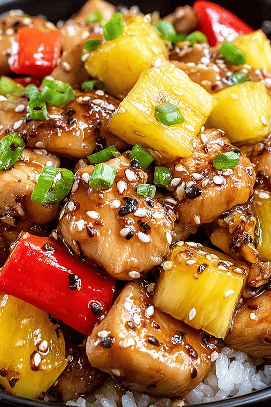 Easy Pineapple Chicken Recipe slice on plate showing perfect texture and swirl pattern
