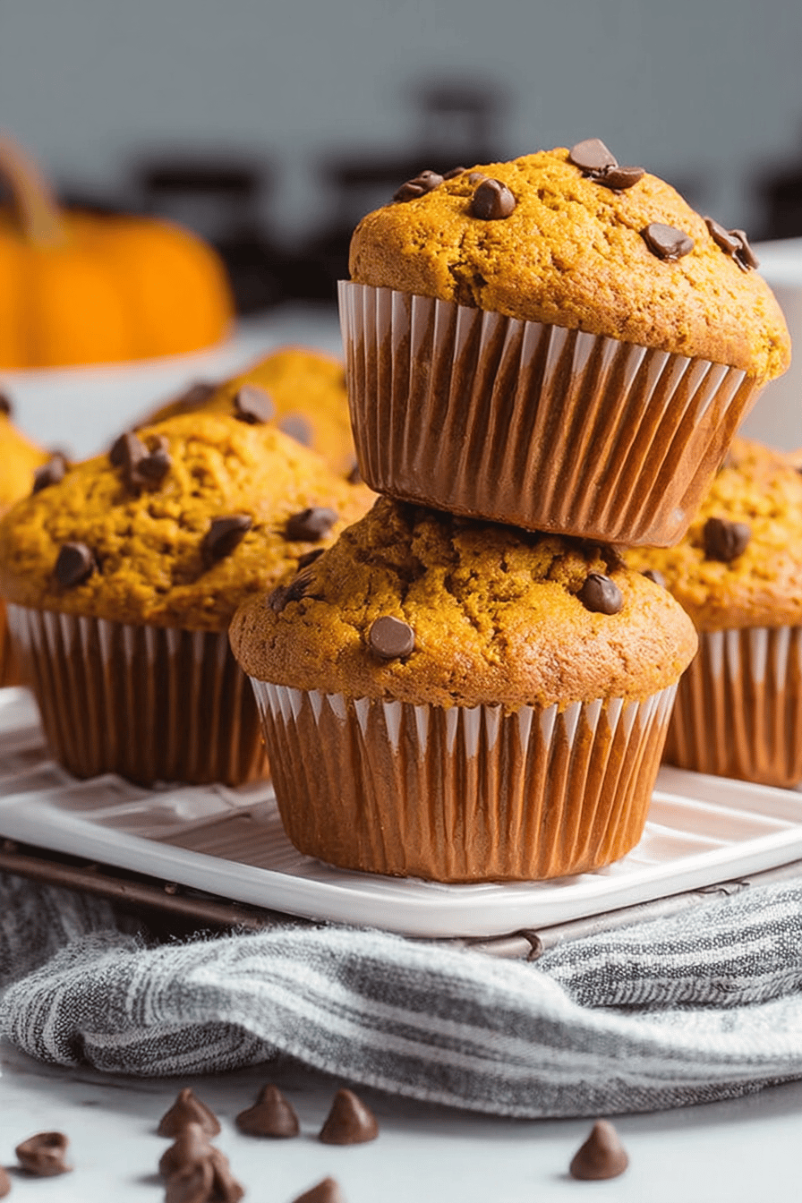 Easy Pumpkin Muffins Recipe slice on plate showing perfect texture and swirl pattern