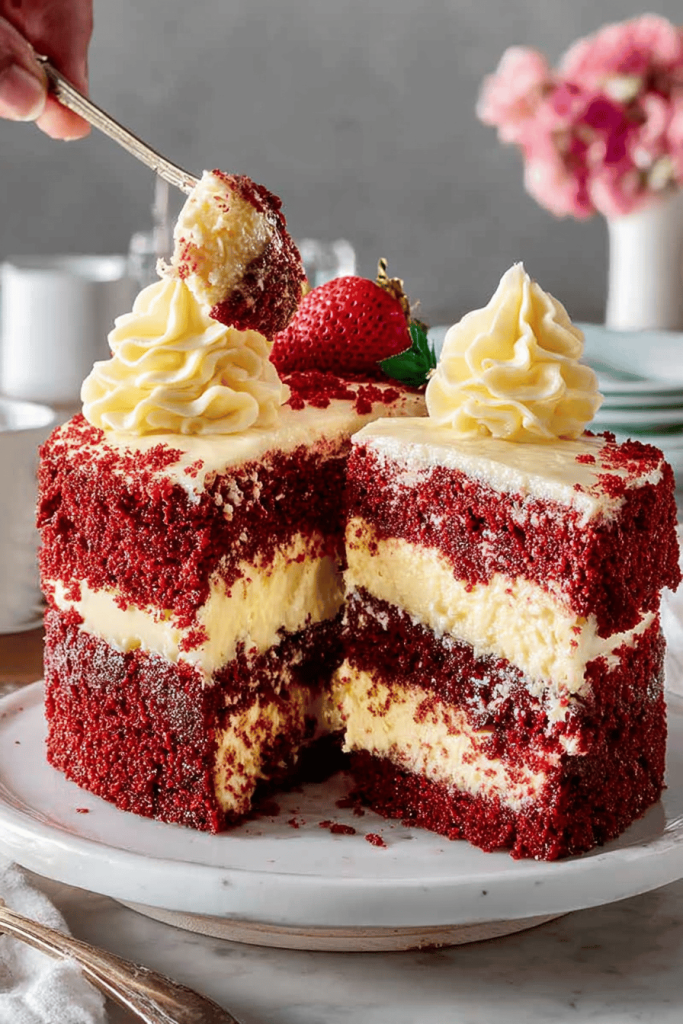 Easy Red Velvet Cheesecake Cake Recipe