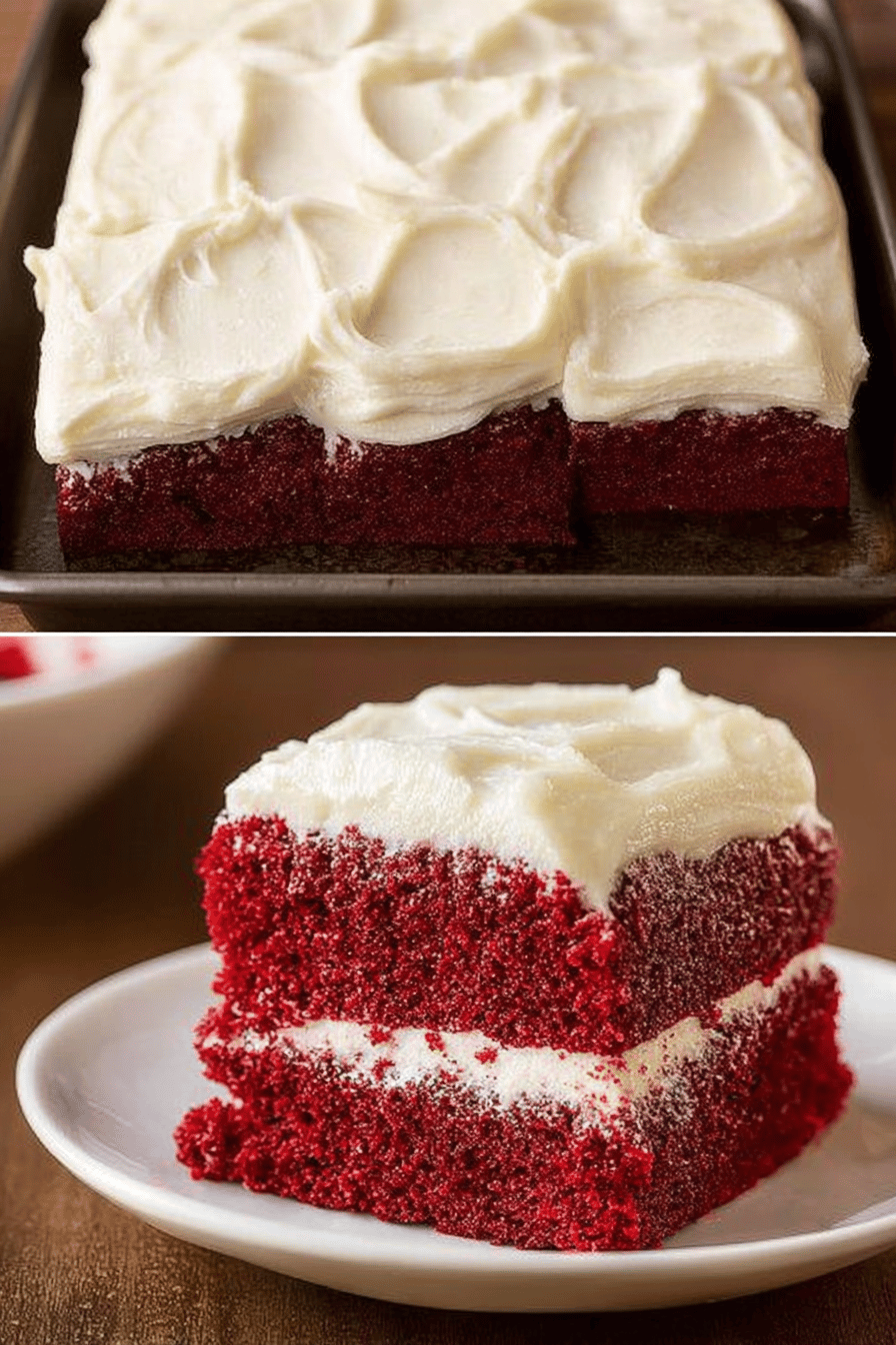 Easy Red Velvet Sheet Cake Recipe final dish beautifully presented and ready to serve