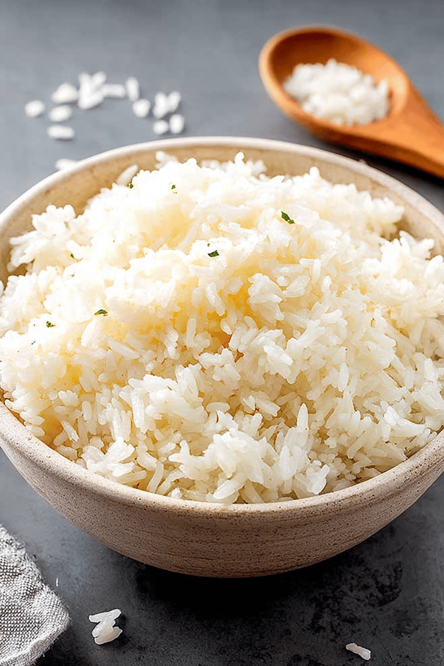 Easy Rice Cooking Method slice on plate showing perfect texture and swirl pattern