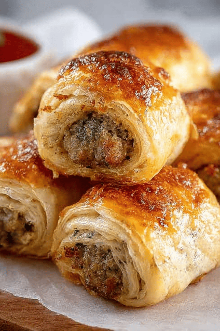 Easy Sausage Rolls Recipe ingredients organized and measured on kitchen counter