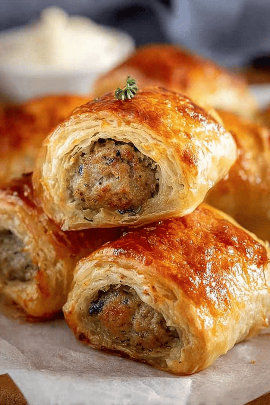 Easy Sausage Rolls Recipe final dish beautifully presented and ready to serve