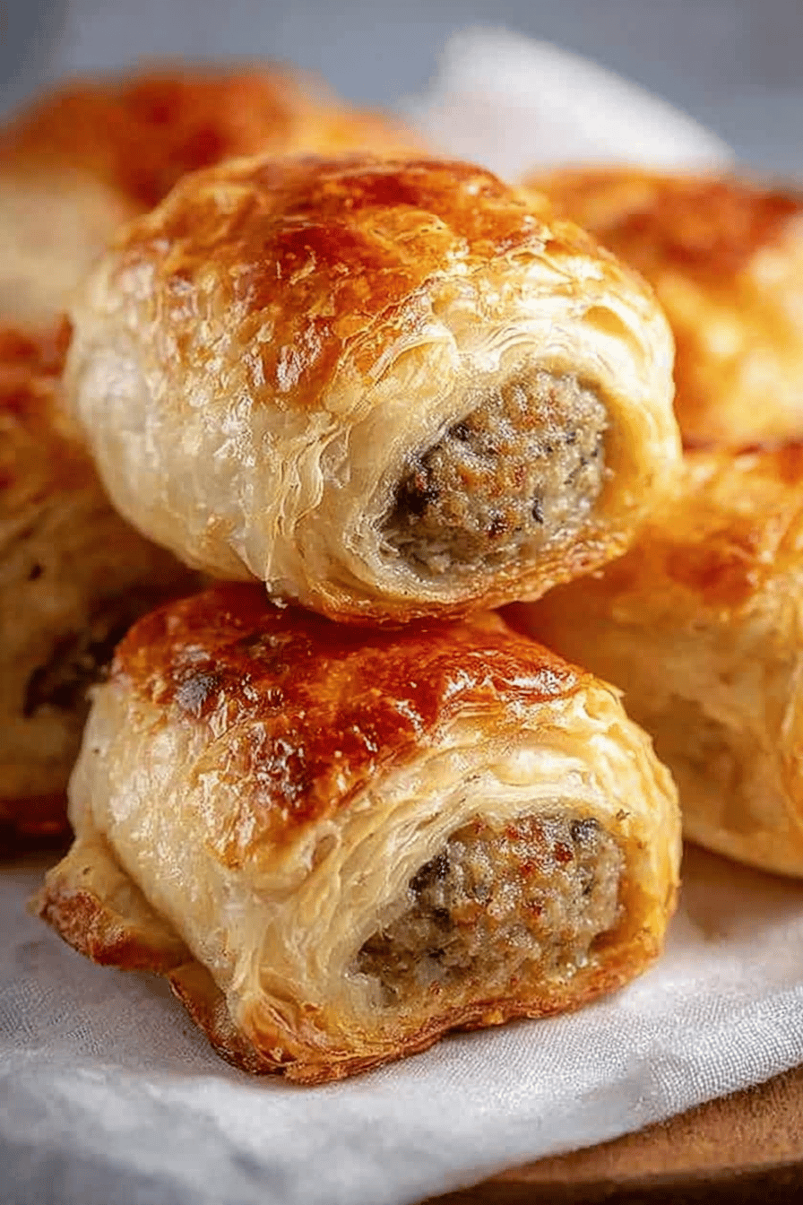 Easy Sausage Rolls Recipe slice on plate showing perfect texture and swirl pattern