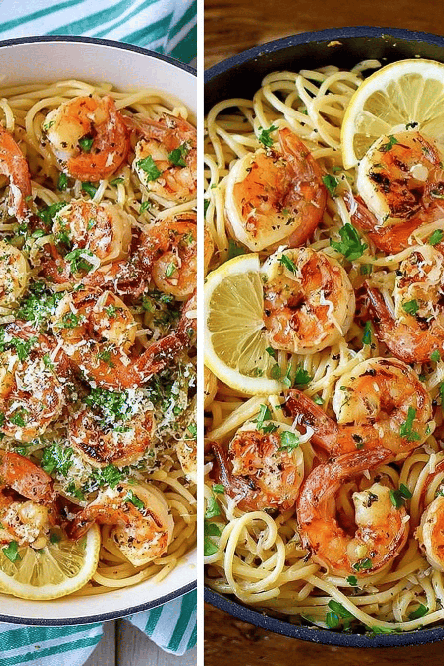 Easy Shrimp Scampi Pasta Recipe slice on plate showing perfect texture and swirl pattern