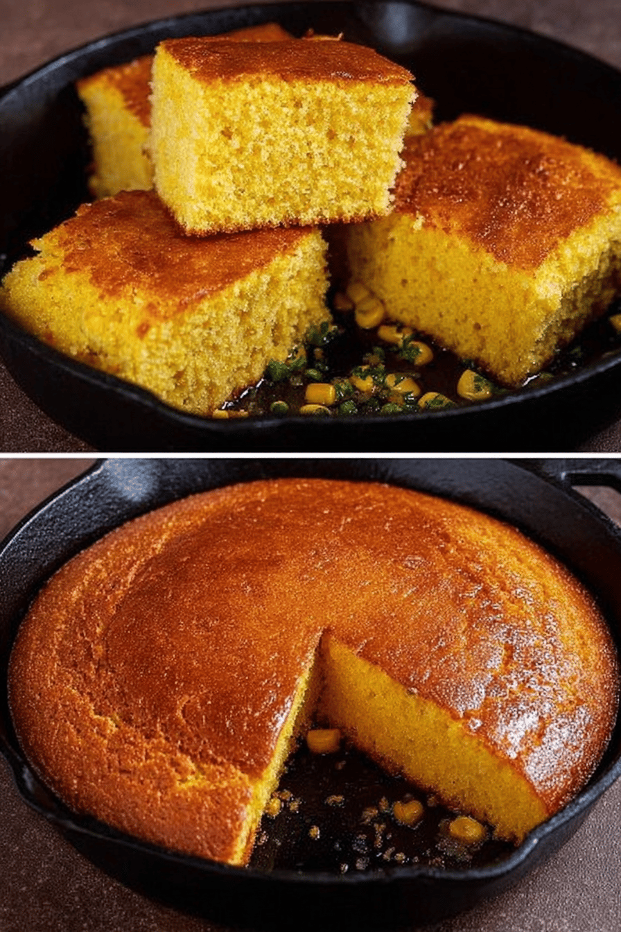 Easy Skillet Cornbread Recipe final dish beautifully presented and ready to serve