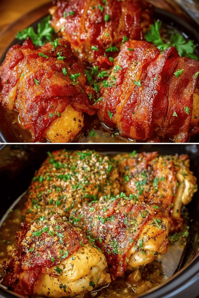 Easy Slow Cooker Bacon Garlic Chicken