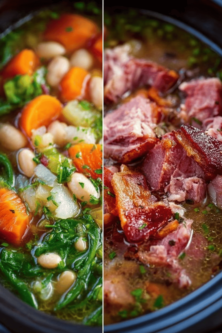 Easy Slow Cooker Ham and White Bean Soup