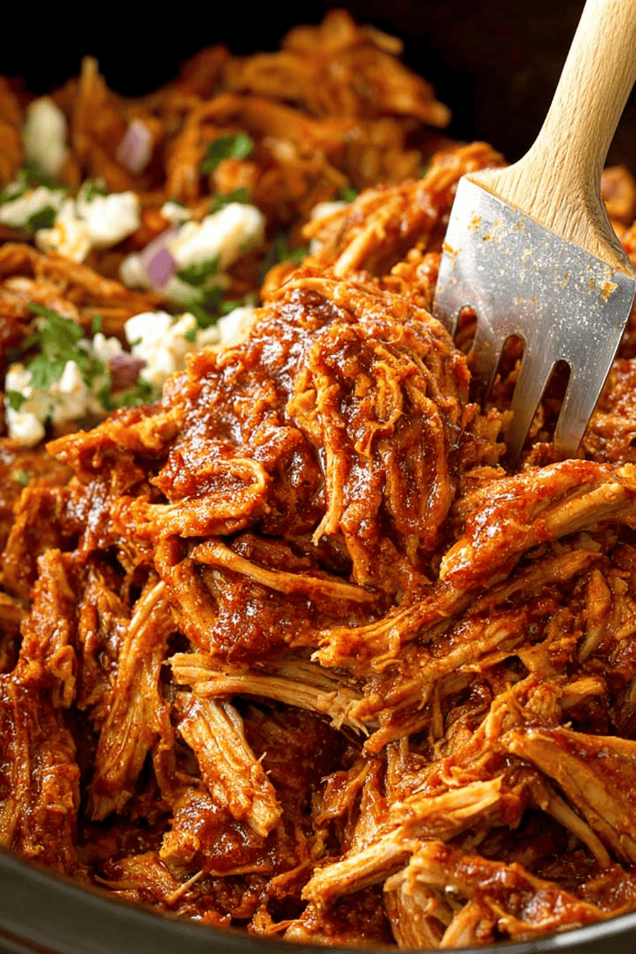 Easy Slow Cooker Pulled Pork Recipe slice on plate showing perfect texture and swirl pattern