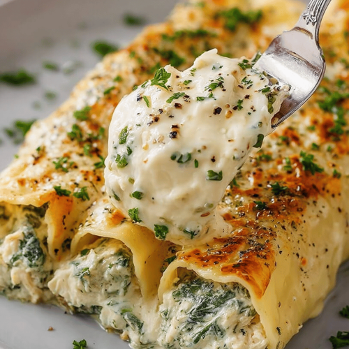 Easy Spinach Artichoke Chicken Manicotti Recipe