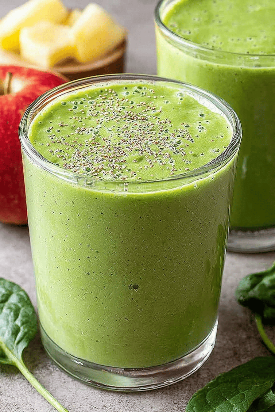 Easy Spinach Smoothie Recipe ingredients organized and measured on kitchen counter