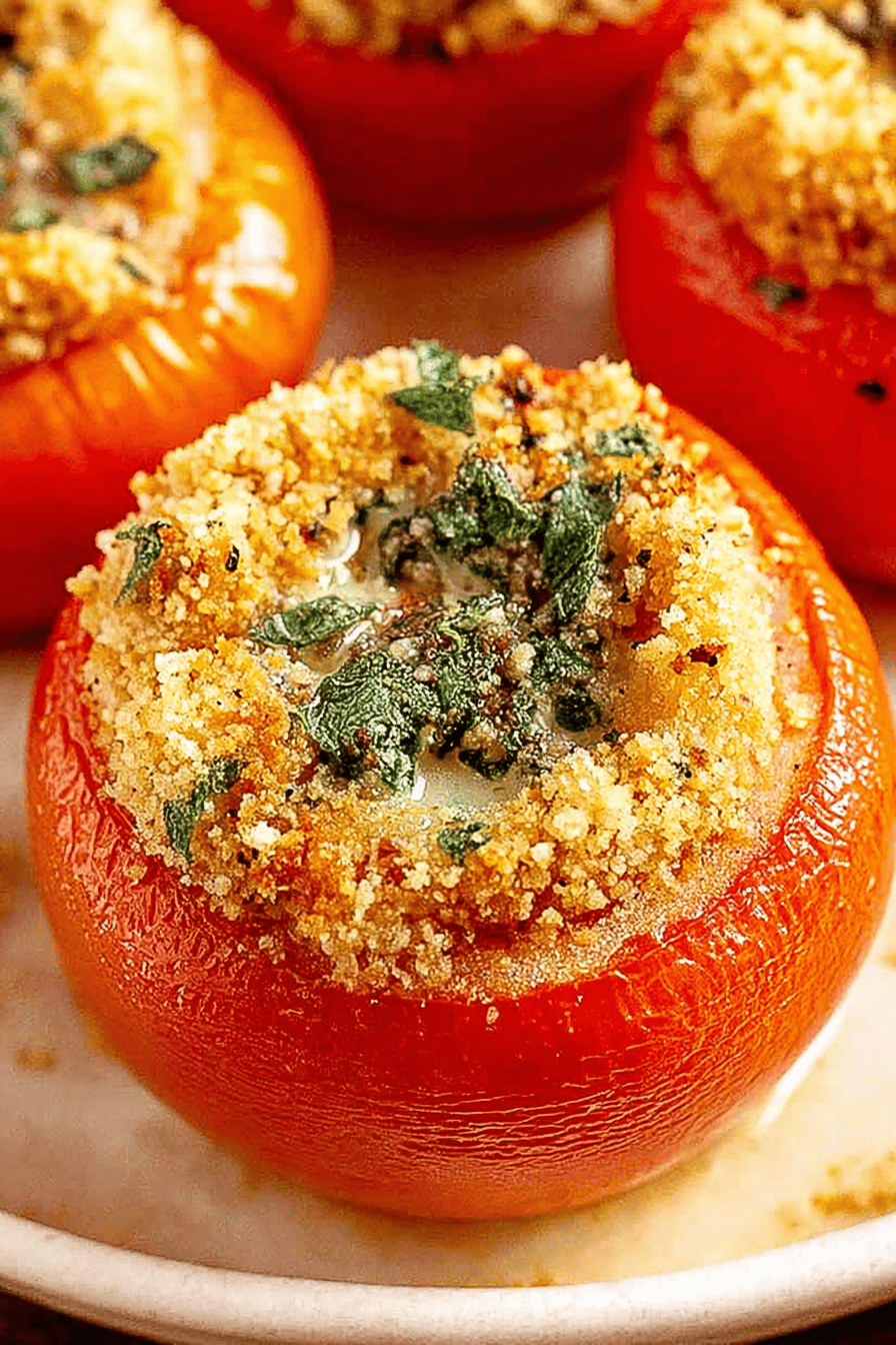 Easy Stuffed Tomatoes Recipe ingredients organized and measured on kitchen counter