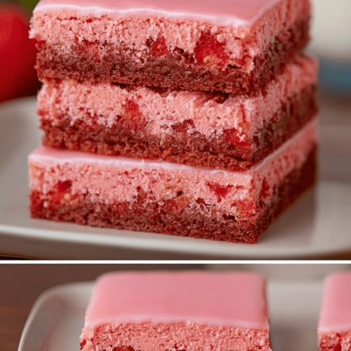 Iced Strawberry Brownies Recipe
