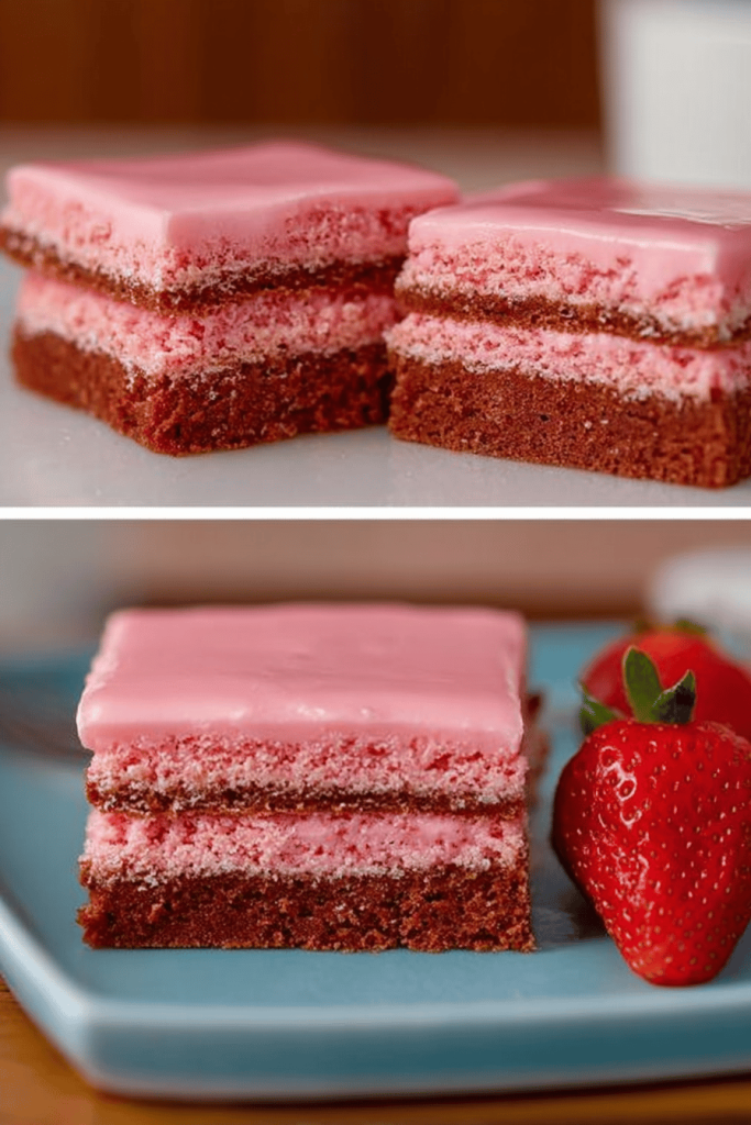 Iced Strawberry Brownies Recipe