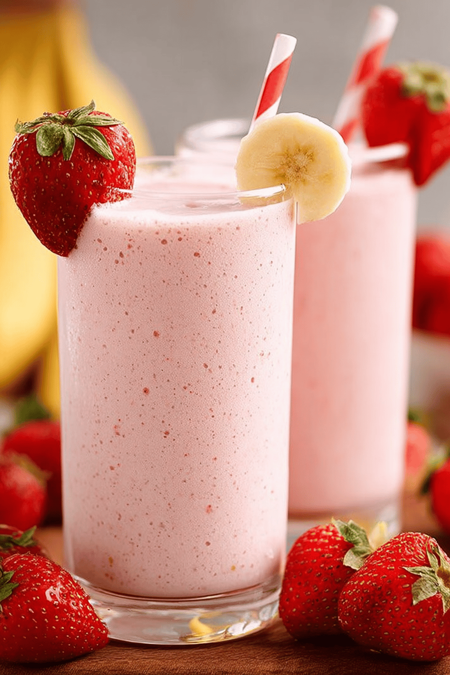 Strawberry Banana Smoothie Recipe slice on plate showing perfect texture and swirl pattern