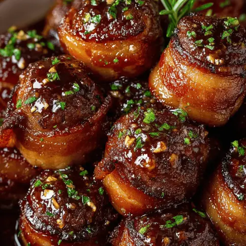 Delish Bacon Wrapped BBQ Meatballs