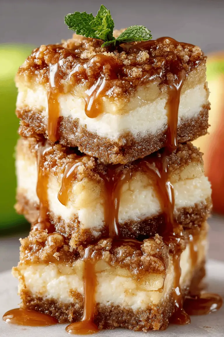 Delish Caramel Apple Cheesecake Bars