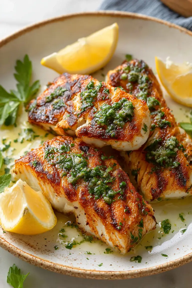 Delish Grilled Cod with Lemon Herb Sauce