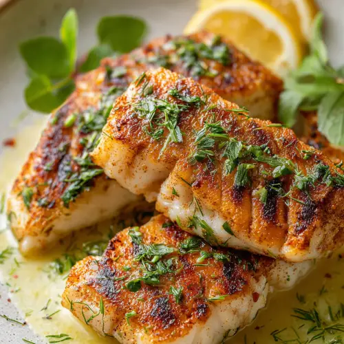 Delish Grilled Cod with Lemon Herb Sauce