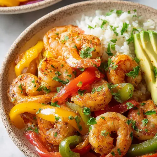 Delish Loaded Shrimp Fajita Bowls
