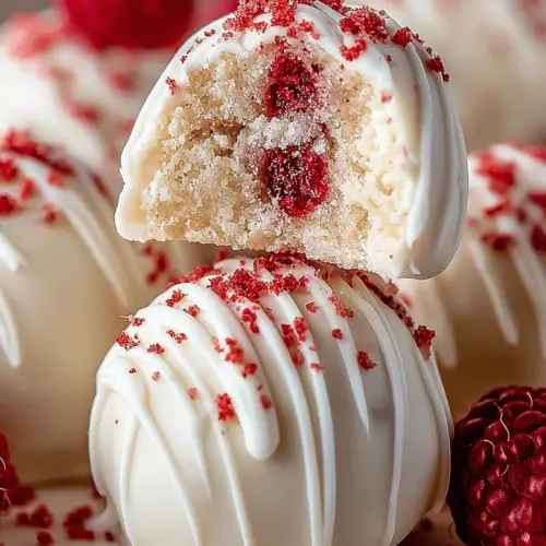 Delish Raspberry White Chocolate Cake Balls