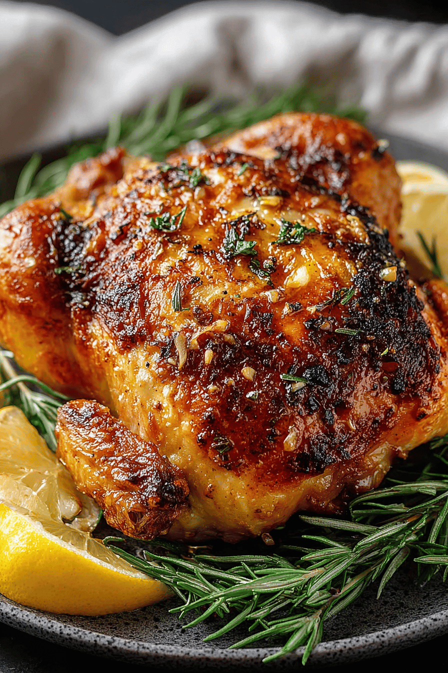 Delish Roasted Chicken with Garlic and Herbs