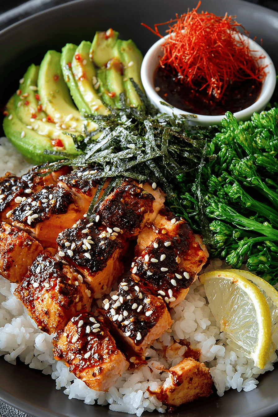 Delish Spicy Salmon Rice Bowl