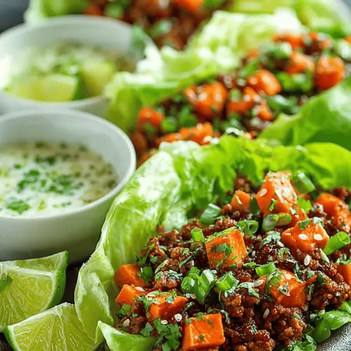 Easy Ground Turkey Sweet Potato Lettuce Wraps