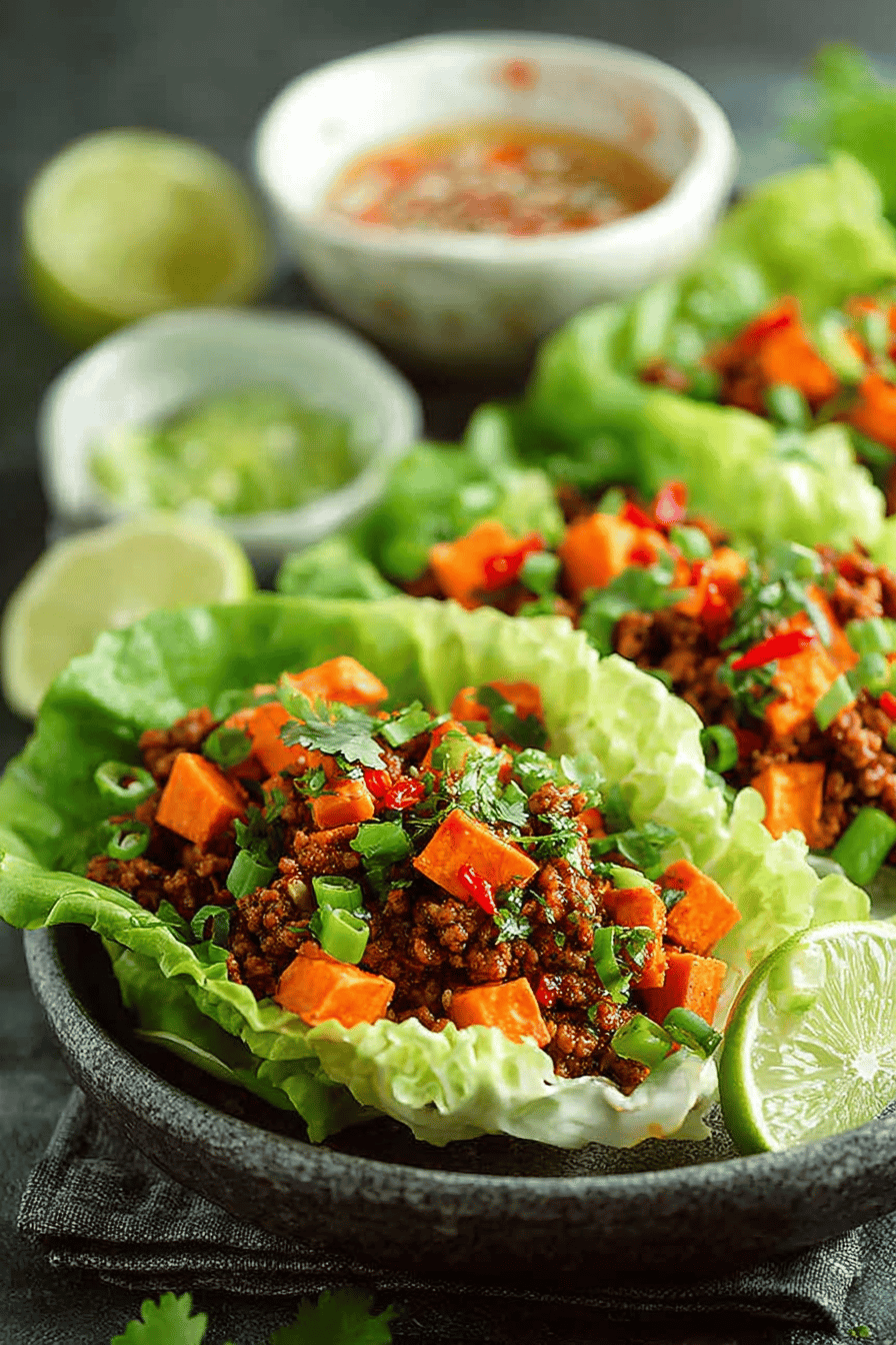 Easy Ground Turkey Sweet Potato Lettuce Wraps