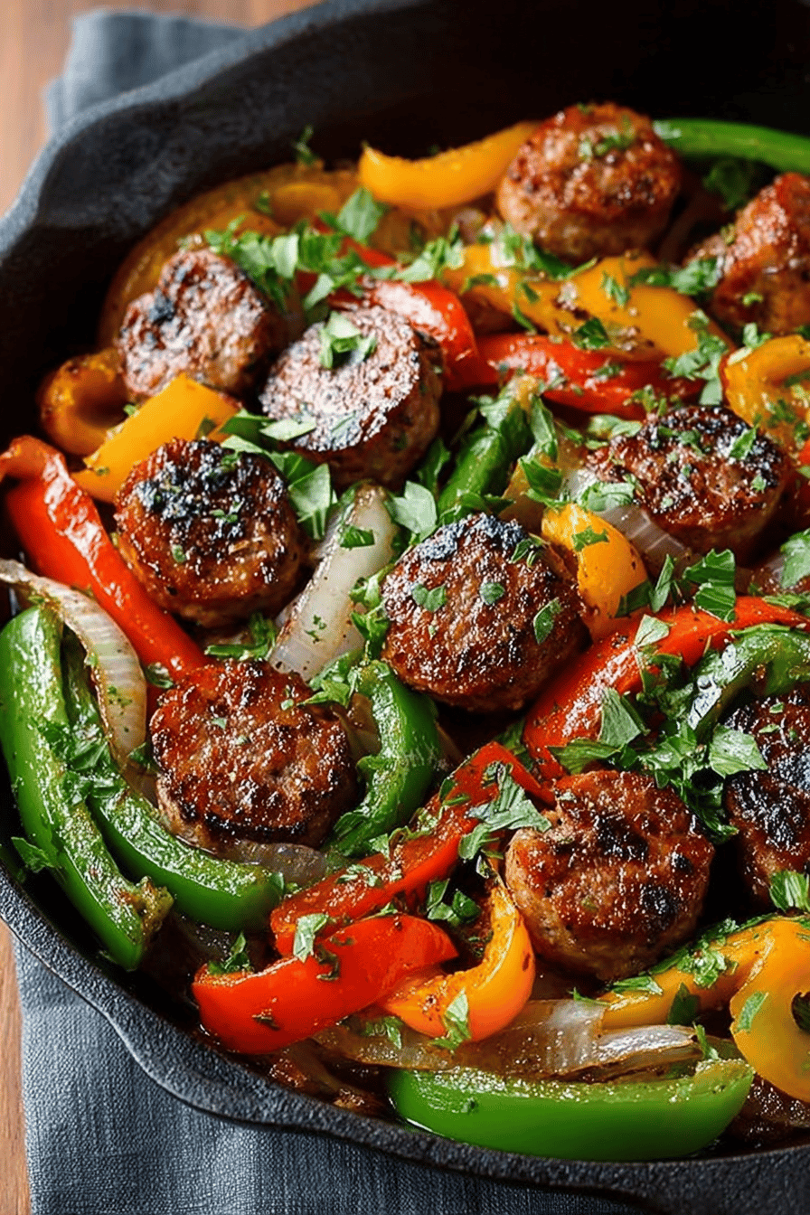 Easy Italian Sausage Peppers and Onions Skillet