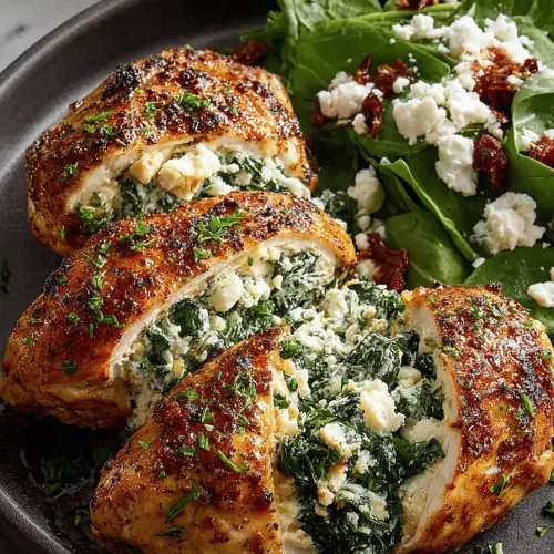Easy Spinach Feta Stuffed Chicken
