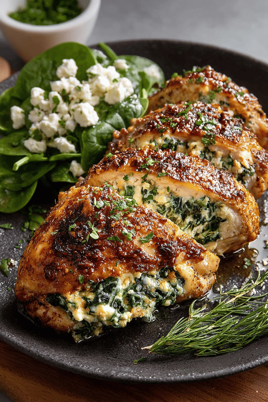 Easy Spinach Feta Stuffed Chicken
