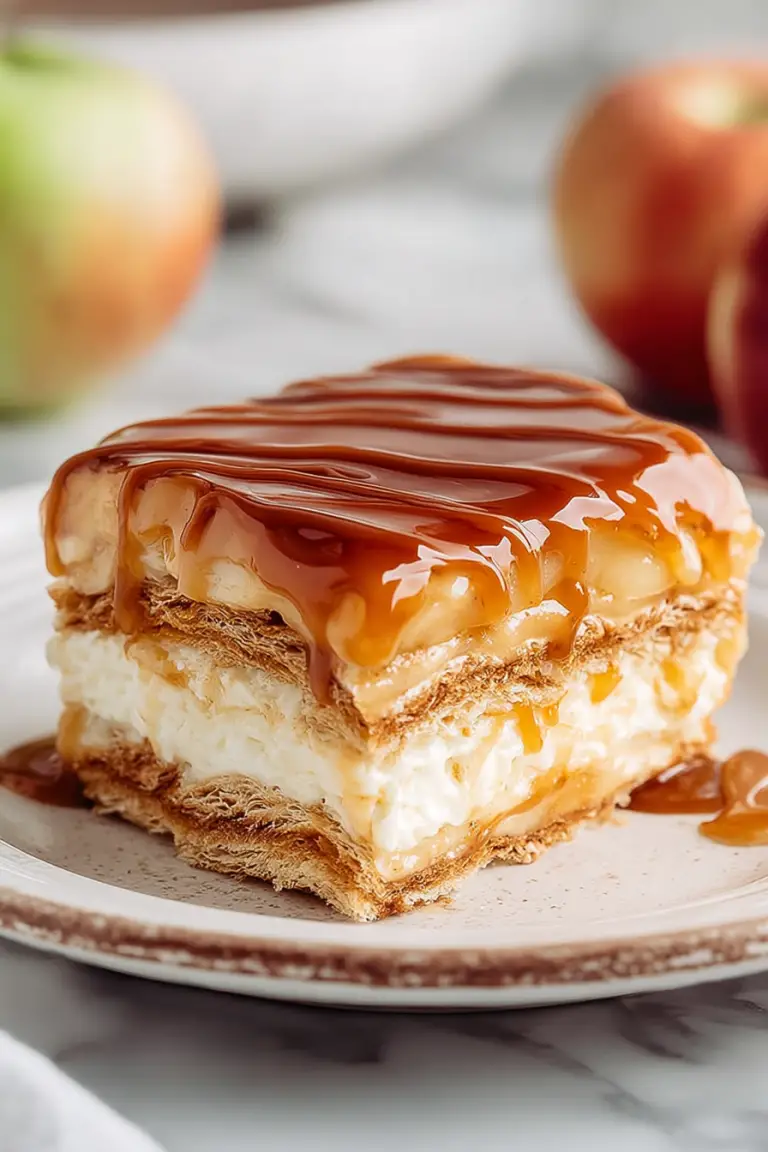 Easy Caramel Apple Eclair Cake
