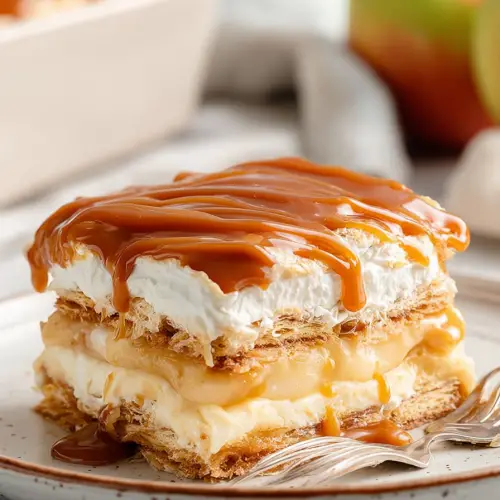 Easy Caramel Apple Eclair Cake