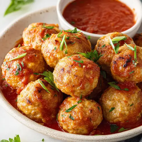 Easy Chicken Meatballs in Marinara Sauce