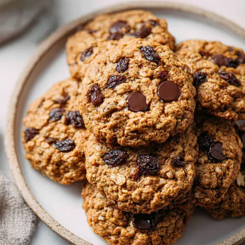 Easy Oatmeal Chocolate Chip Raisin Cookies