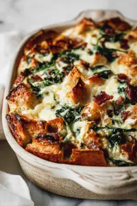 Easy Spinach Bacon Strata