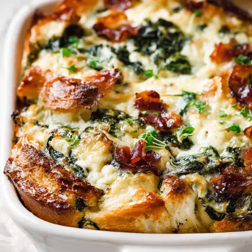 Easy Spinach Bacon Strata