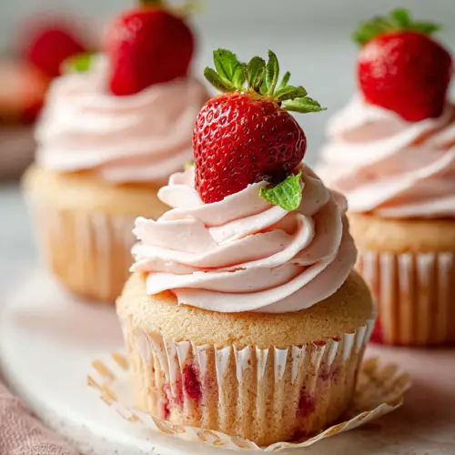 Strawberry Cupcakes with Creamy Buttercream