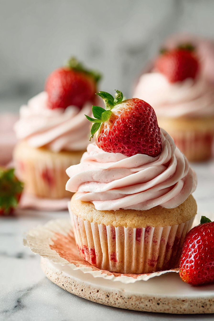 Strawberry Cupcakes with Creamy Buttercream