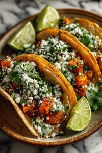 Butternut Squash Tacos with Cilantro and Lime