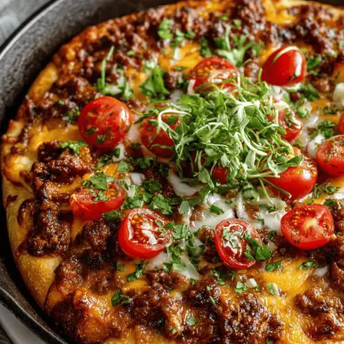 Cheeseburger Skillet Pizza Recipe