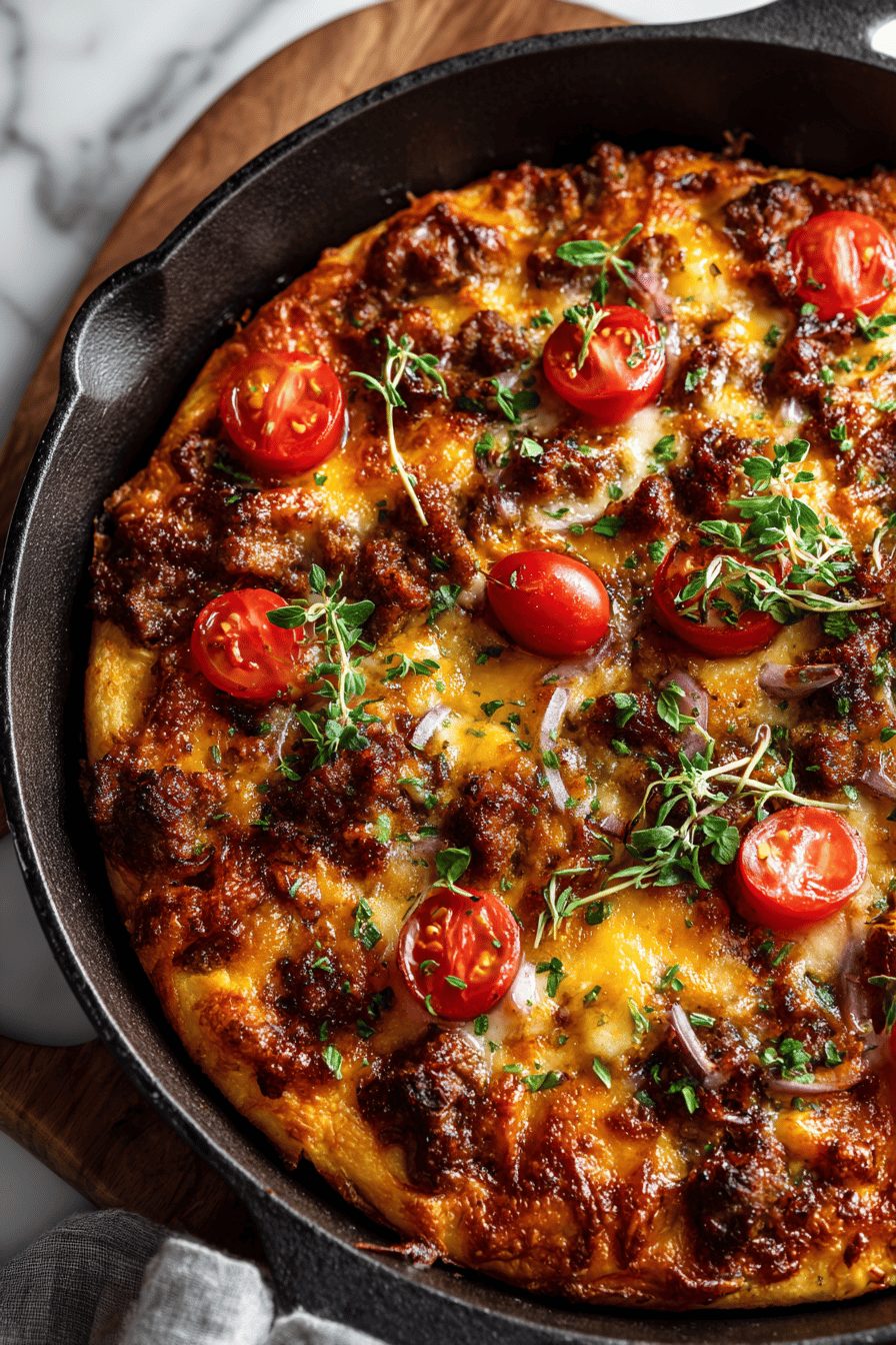 Cheeseburger Skillet Pizza Recipe
