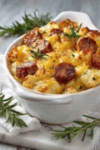 Cheesy Kielbasa Potato Casserole